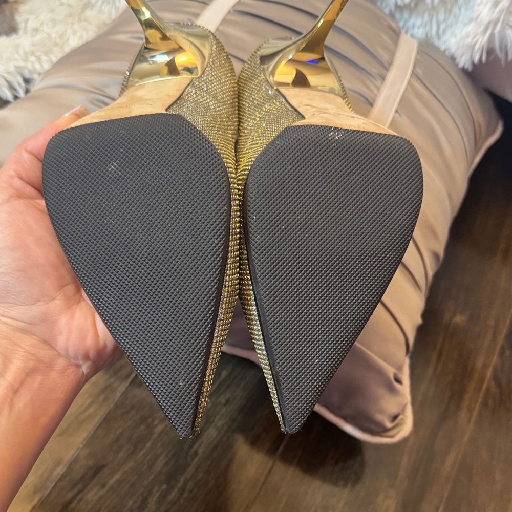 Jimmy Choo Metallic Gold Heels - Picture 5 of 8